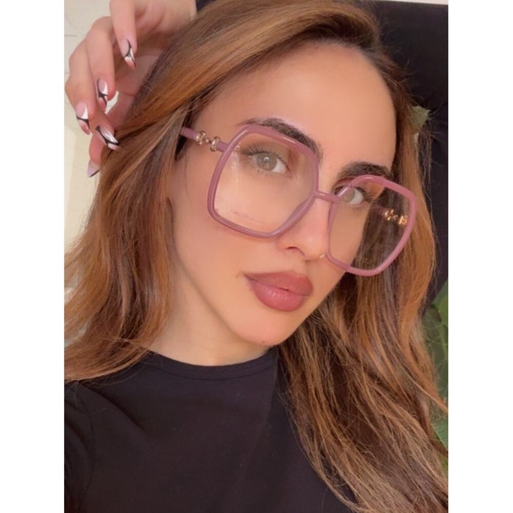 NEW Gucci GG0890O Pink Square Horsebit Eyeglasses Frames